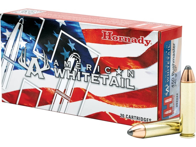 Hornady American Whitetail 450 Bushmaster Ammo 245 Grain Hornady Interlock Jacketed Soft Point 500round - Best Price