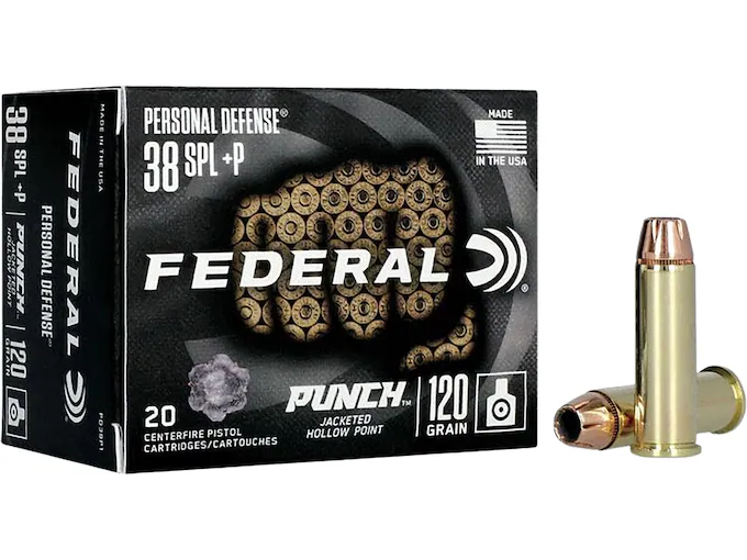 Authentic Federal Personal Defense Punch 38 Special +P Ammo 120 Grain Jacketed Hollow Point 200