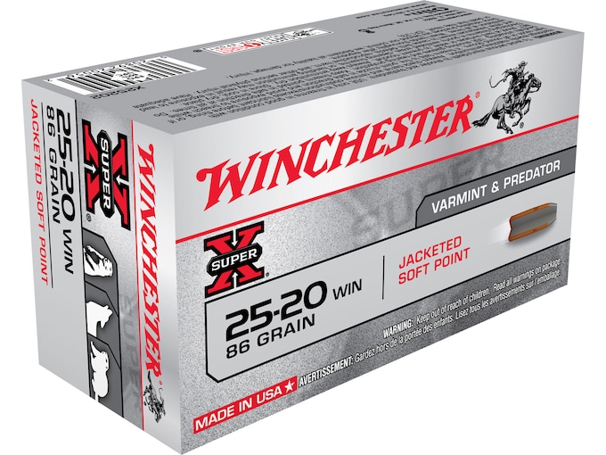 Authentic Winchester Super X 25-20 WCF Ammo 86 Grain Jacketed Soft Point Box of 50