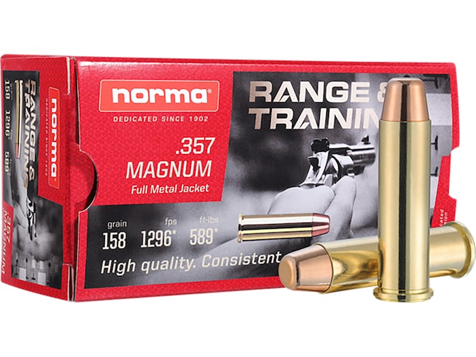 Real Norma Range & Training 357 Magnum Ammo 158 Grain Full Metal Jacket 500 rounds